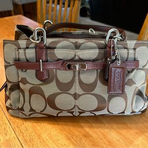 Coach Brown and Tan Shoulder Bag